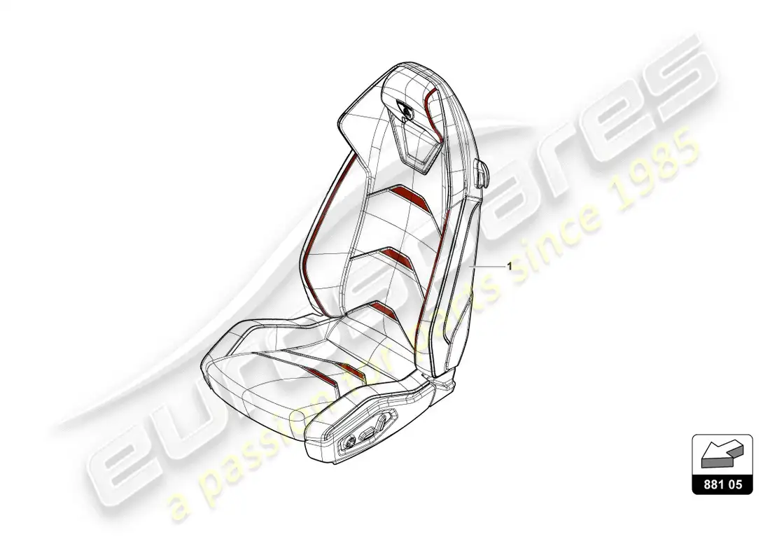lamborghini evo coupe (2020) seat parts diagram