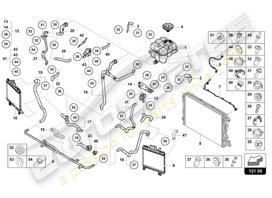 lamborghini urus (2019) cooler for coolant parts diagram