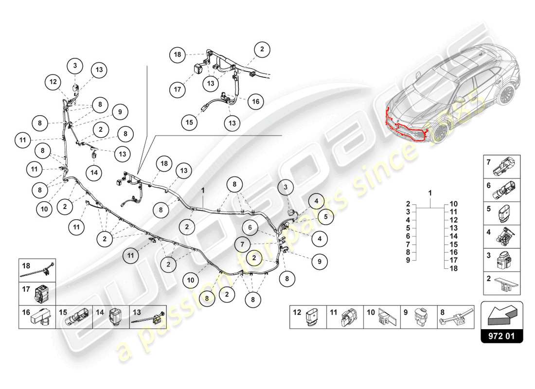 a part diagram from the lamborghini urus parts catalogue