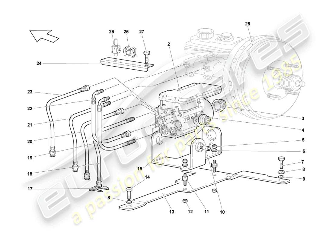 a part diagram from the lamborghini lp640 roadster (2010) parts catalogue