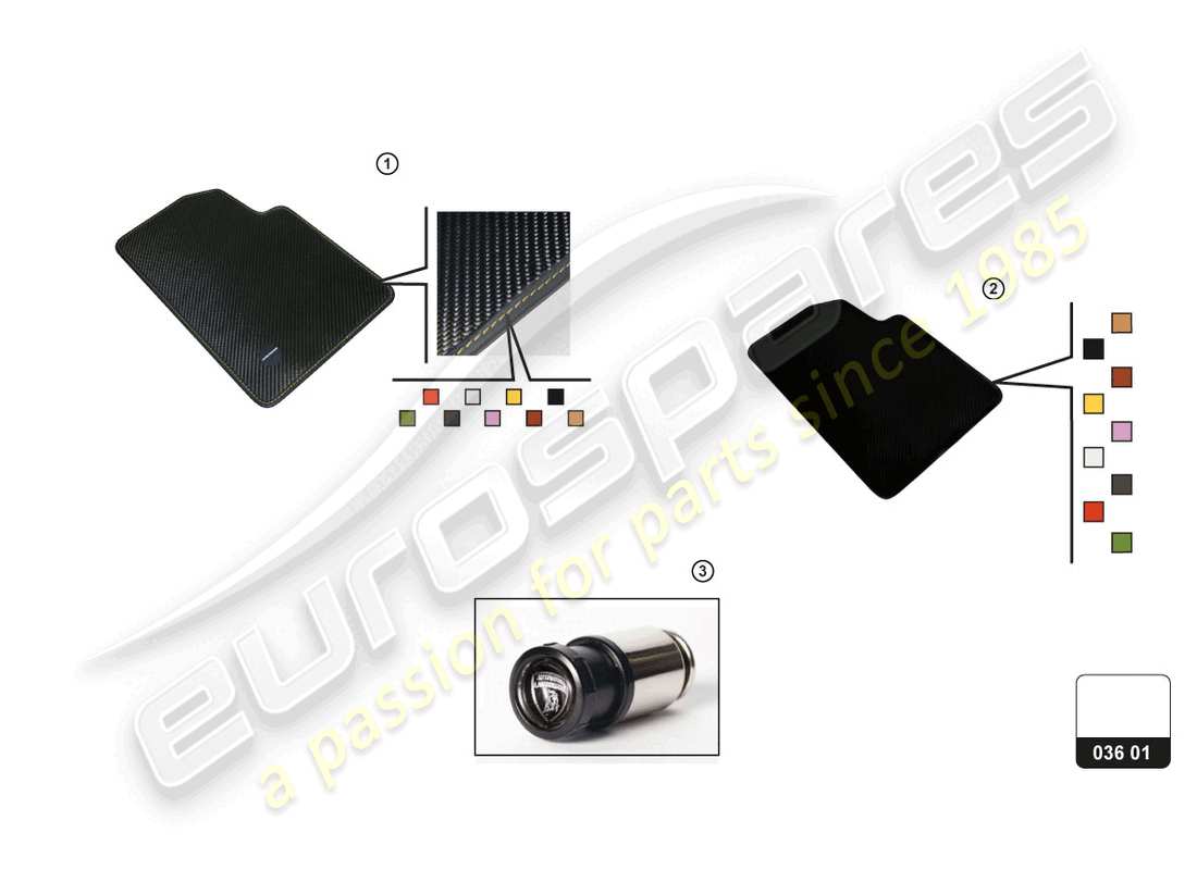 lamborghini huracan sterrato (accessories) interior equipment part diagram