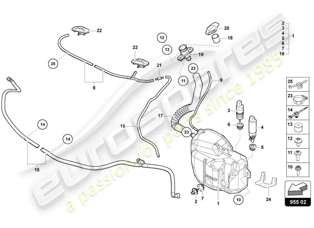 lamborghini lp720-4 coupe 50 (2014) windscreen washer system parts diagram