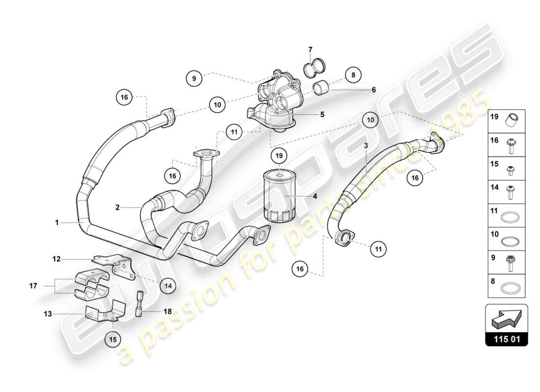 lamborghini sian roadster (2021) oil filter part diagram