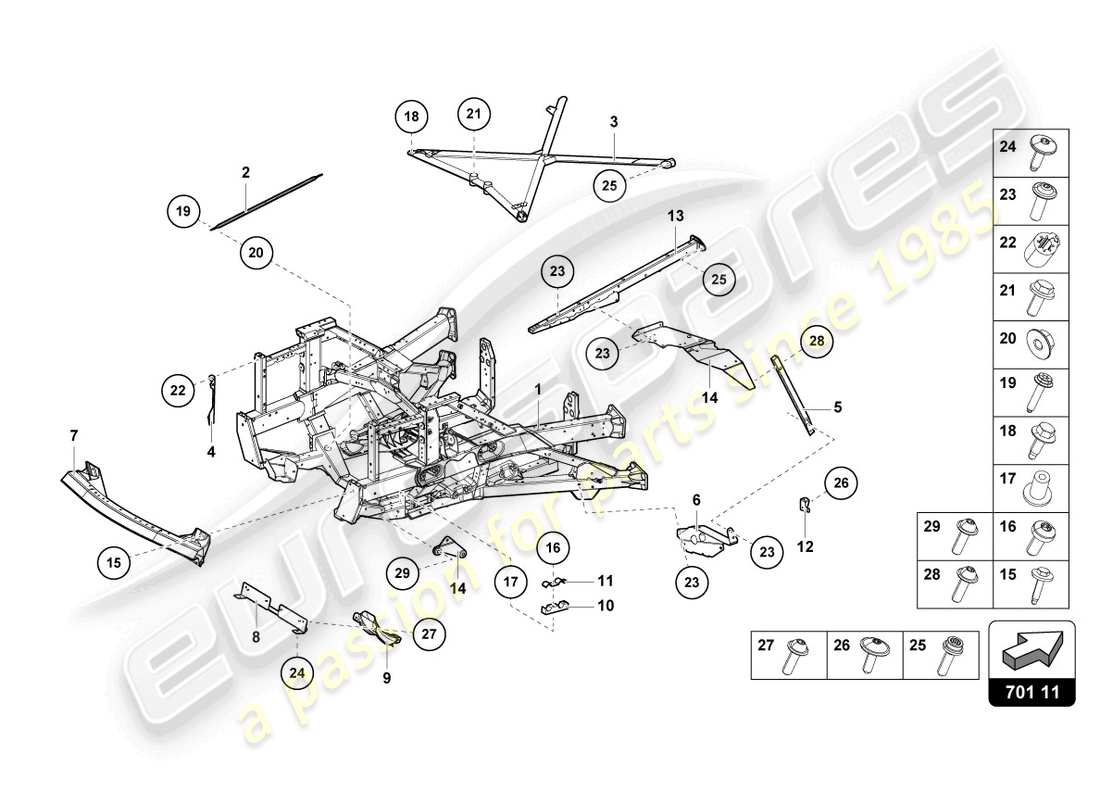 lamborghini sian roadster (2021) trim frame rear part part diagram