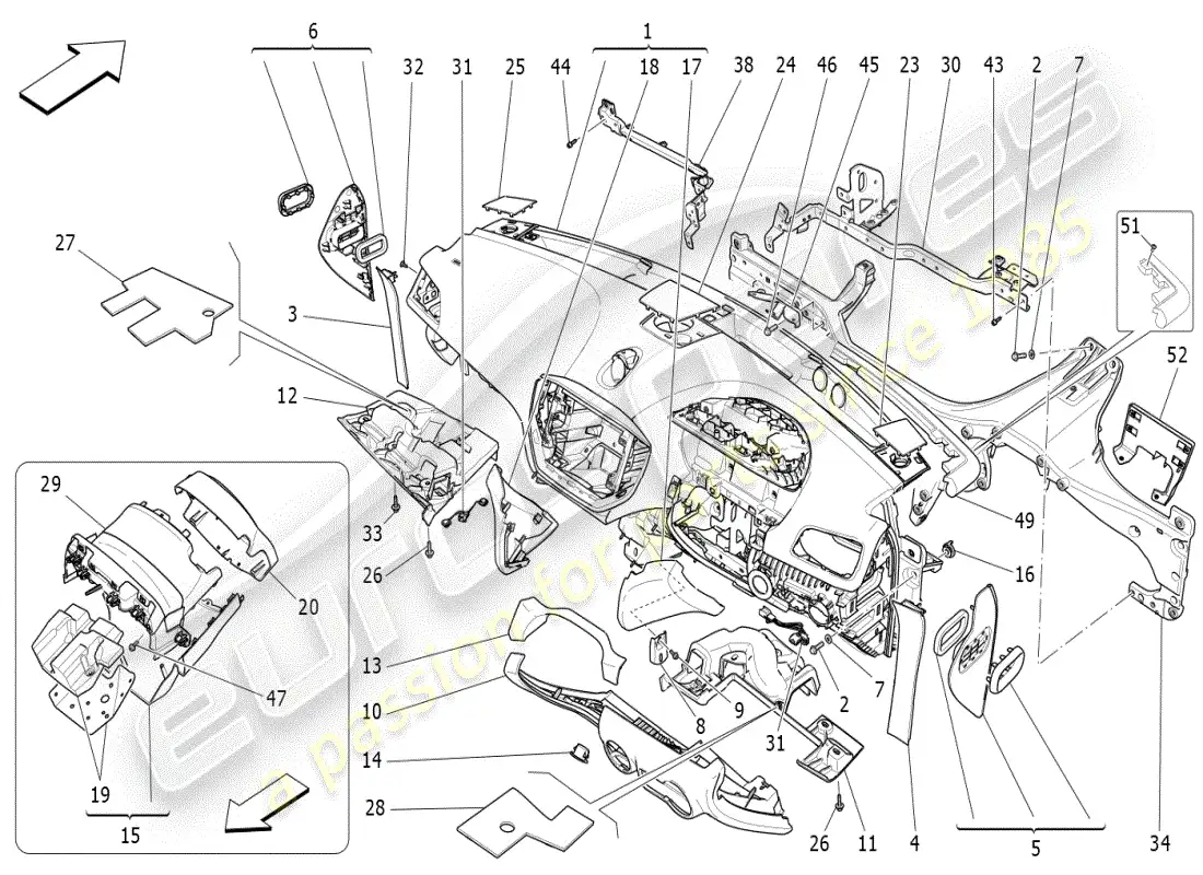 maserati ghibli (2019) dashboard unit parts diagram