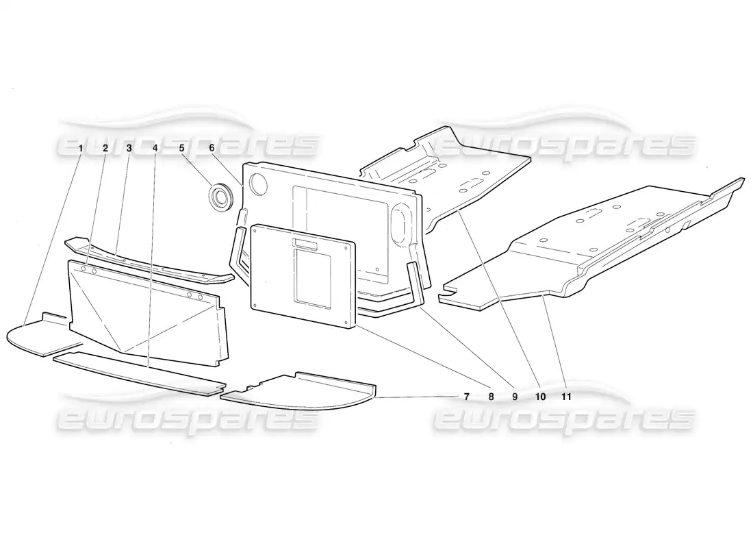 lamborghini diablo (1991) frame floor panels parts diagram