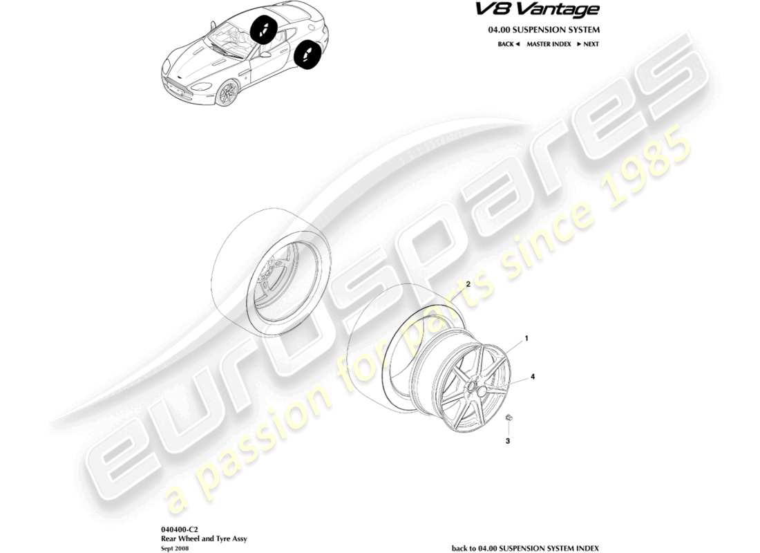 a part diagram from the aston martin vantage gt8 parts catalogue