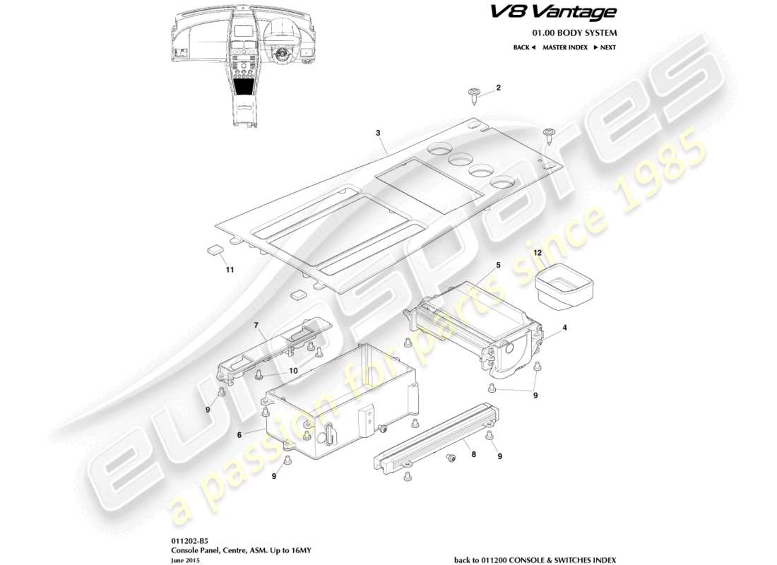 aston martin v8 vantage (2018) front console, asm, to 16my part diagram