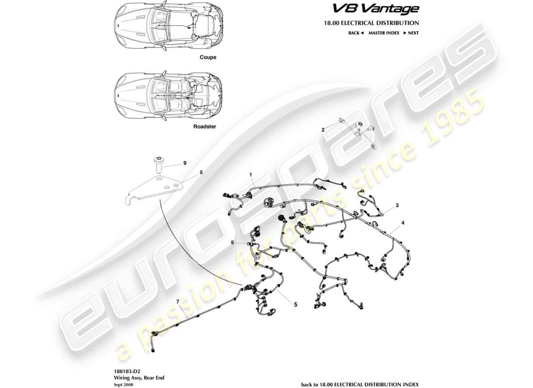 aston martin v8 vantage (2018) rear end harness part diagram