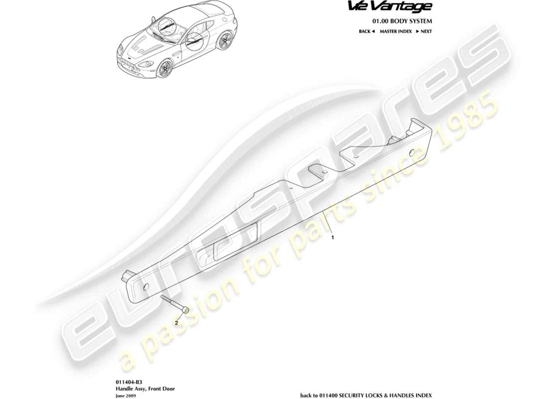 aston martin v12 vantage (2013) handle assembly part diagram
