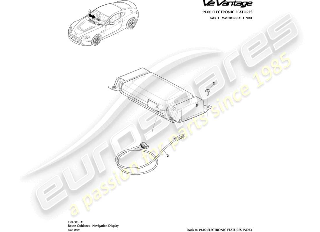 aston martin v12 vantage (2010) navigation display part diagram