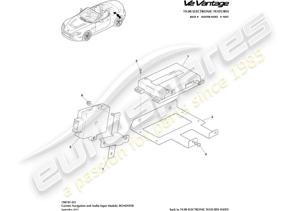aston martin v12 vantage (2012) garmin navigation, roadster, 12my part diagram