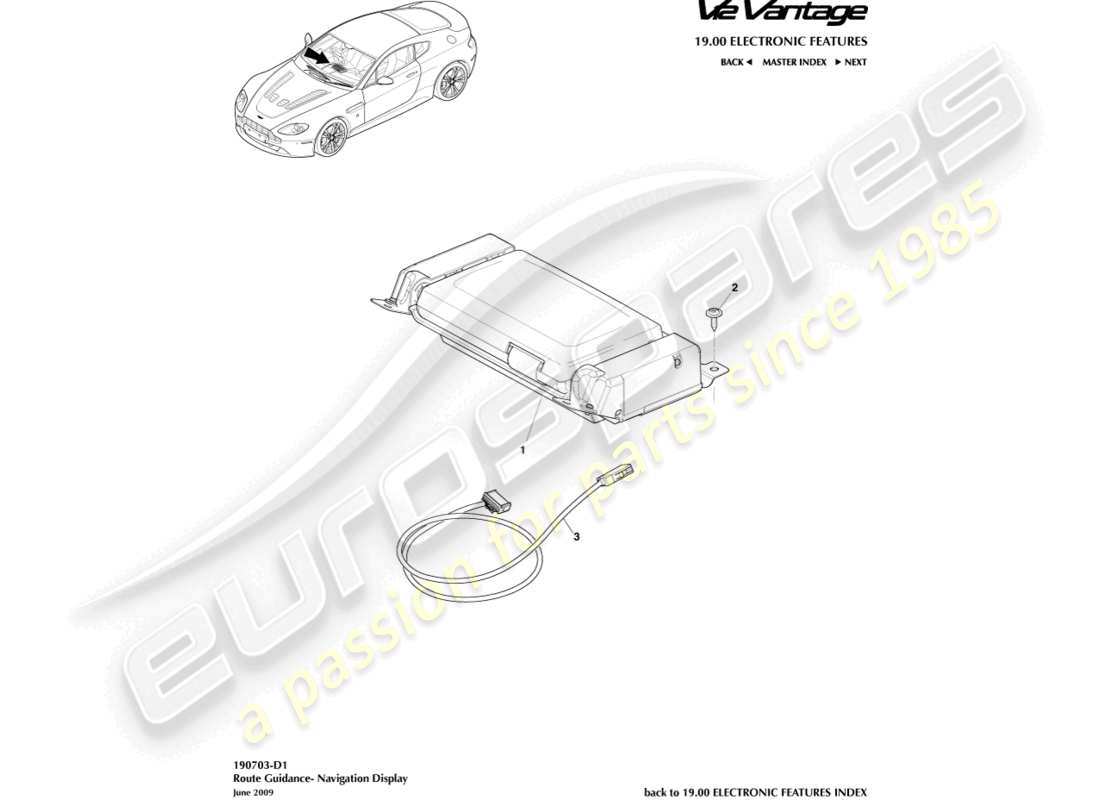 aston martin v12 vantage (2012) navigation display part diagram