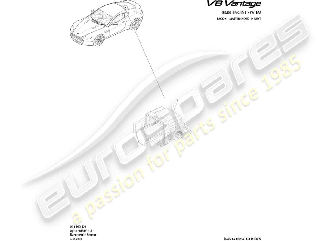 aston martin v8 vantage (2018) barometric sensor part diagram