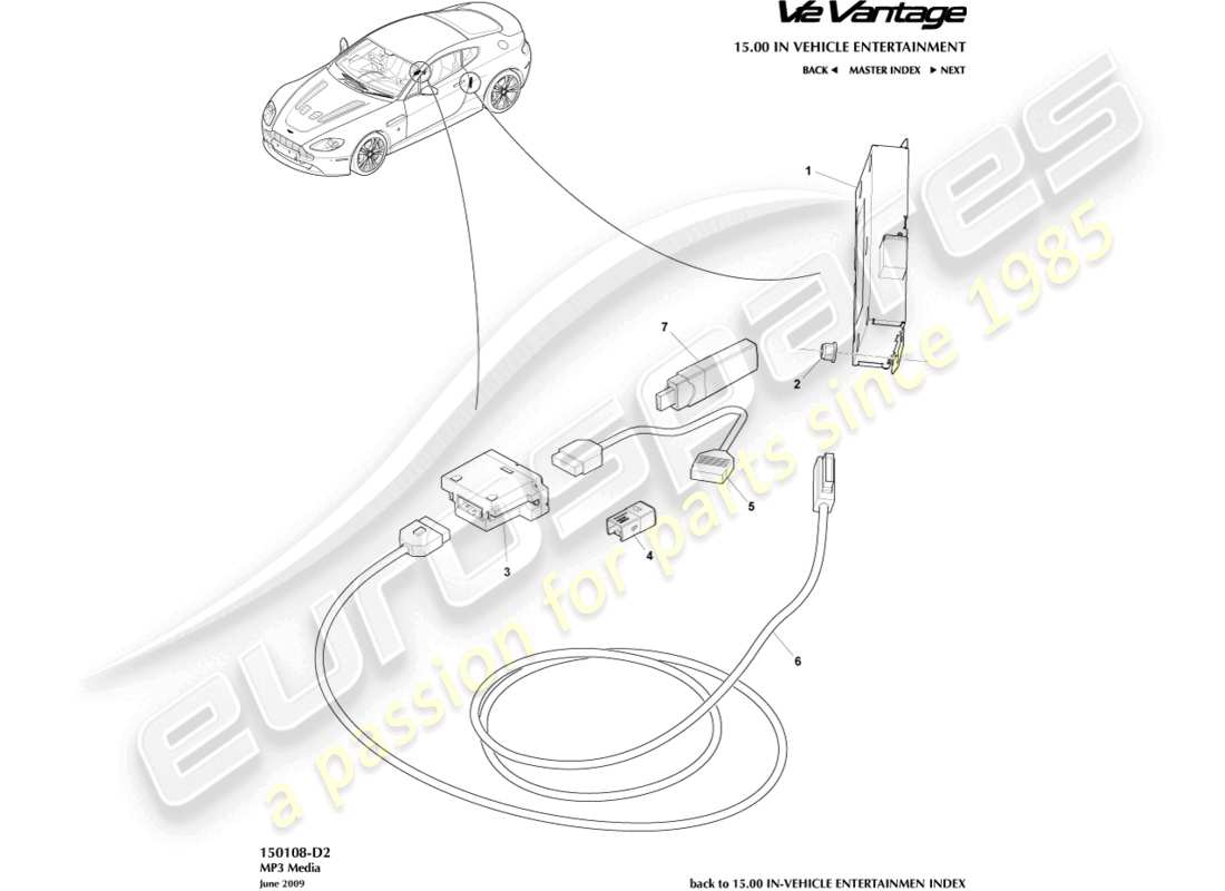 aston martin v12 vantage (2011) mp3 media part diagram