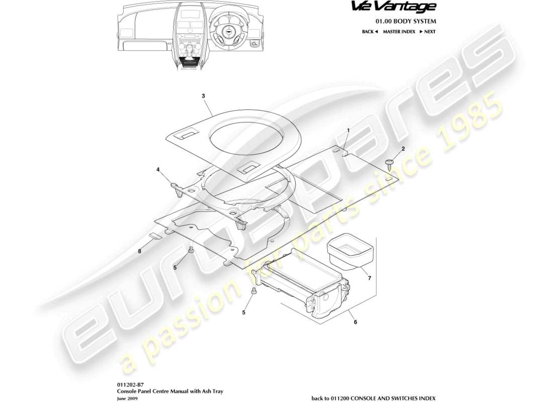 a part diagram from the aston martin v12 vantage parts catalogue