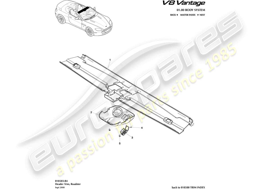 a part diagram from the aston martin v8 vantage (2013) parts catalogue