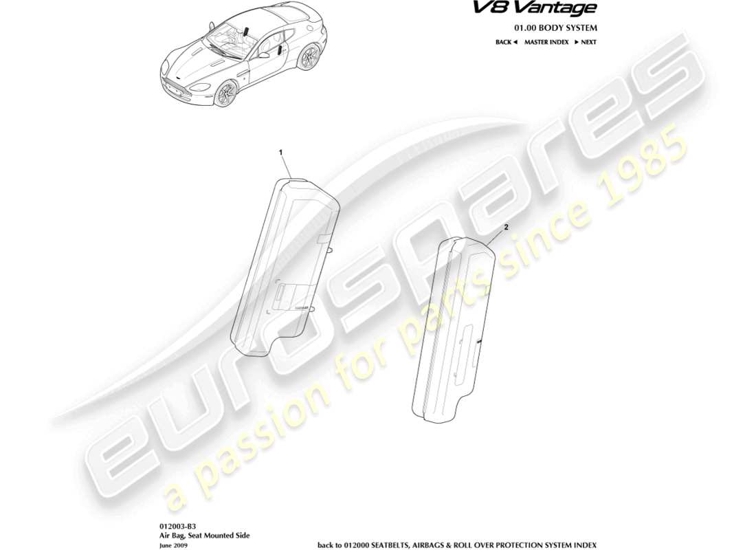 a part diagram from the aston martin v8 vantage (2008) parts catalogue