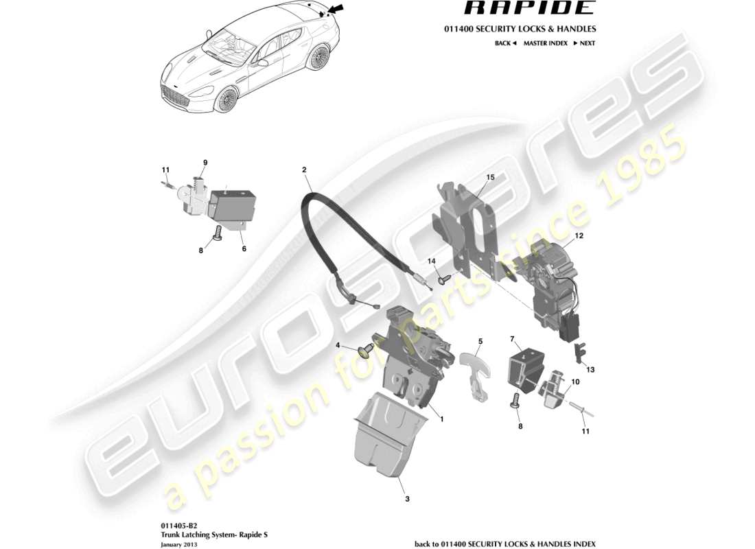 a part diagram from the aston martin rapide parts catalogue