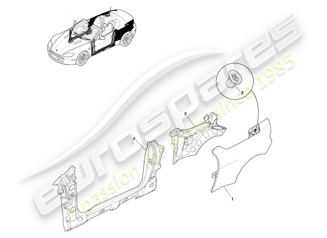 a part diagram from the aston martin v8 vantage (2007) parts catalogue