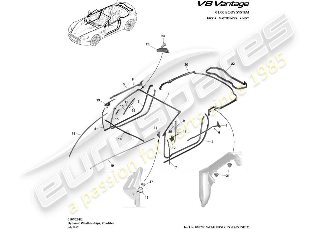 a part diagram from the Aston Martin V8 Vantage (2014) parts catalogue