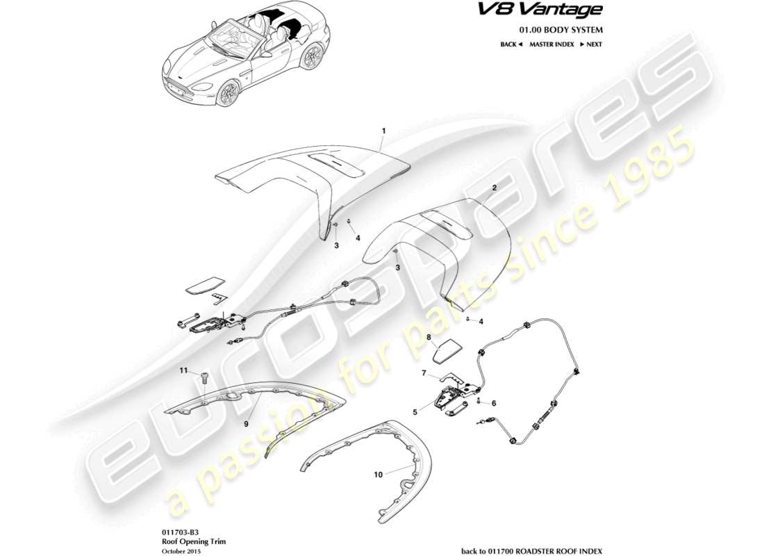 a part diagram from the aston martin v8 vantage (2012) parts catalogue