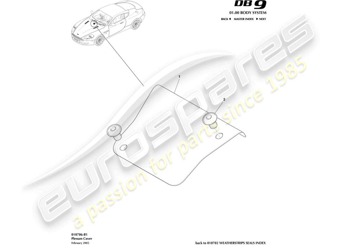 aston martin db9 (2005) plenum cover part diagram