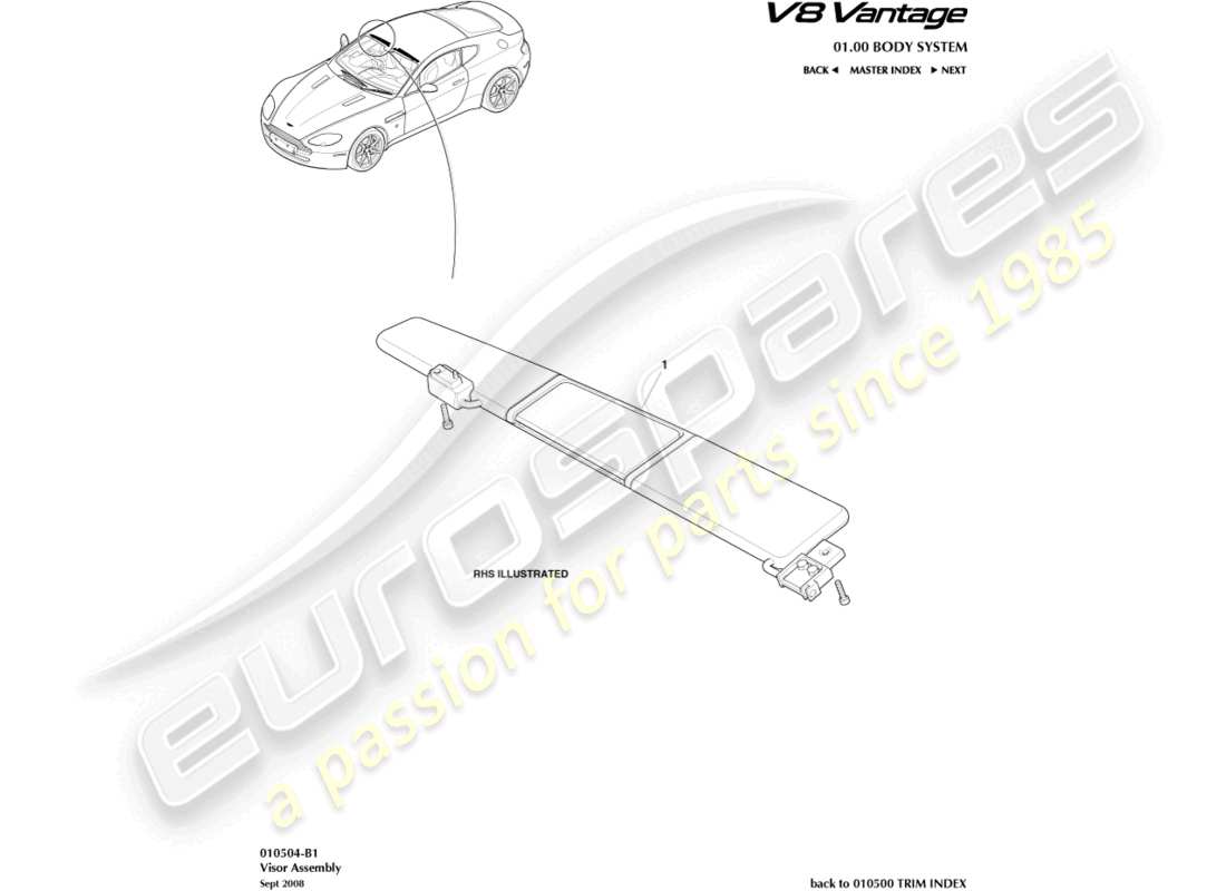 aston martin vantage gt8 (2017) sunvisor part diagram