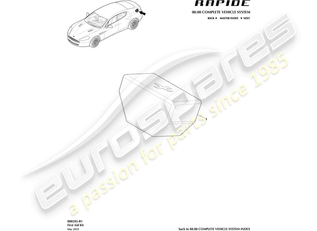 aston martin rapide (2013) first aid kit part diagram