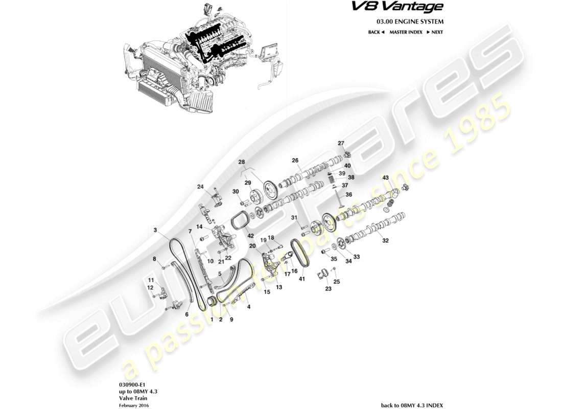 aston martin v8 vantage (2018) valve train part diagram