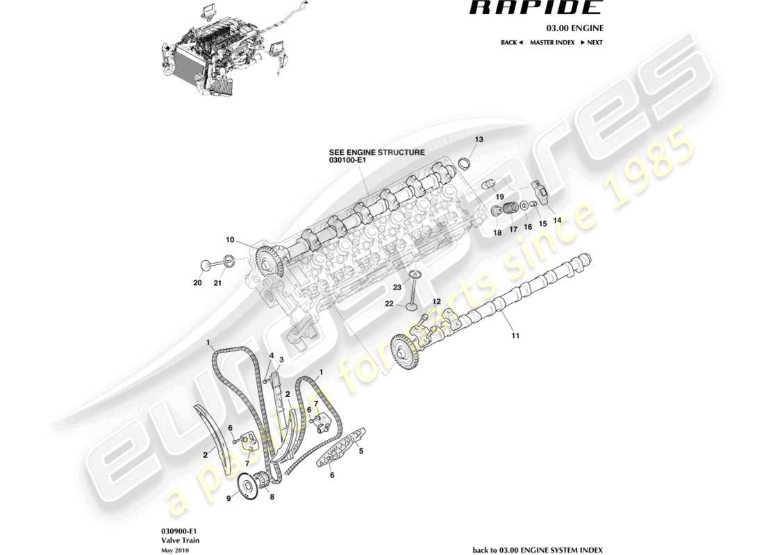 aston martin rapide (2013) valve train part diagram