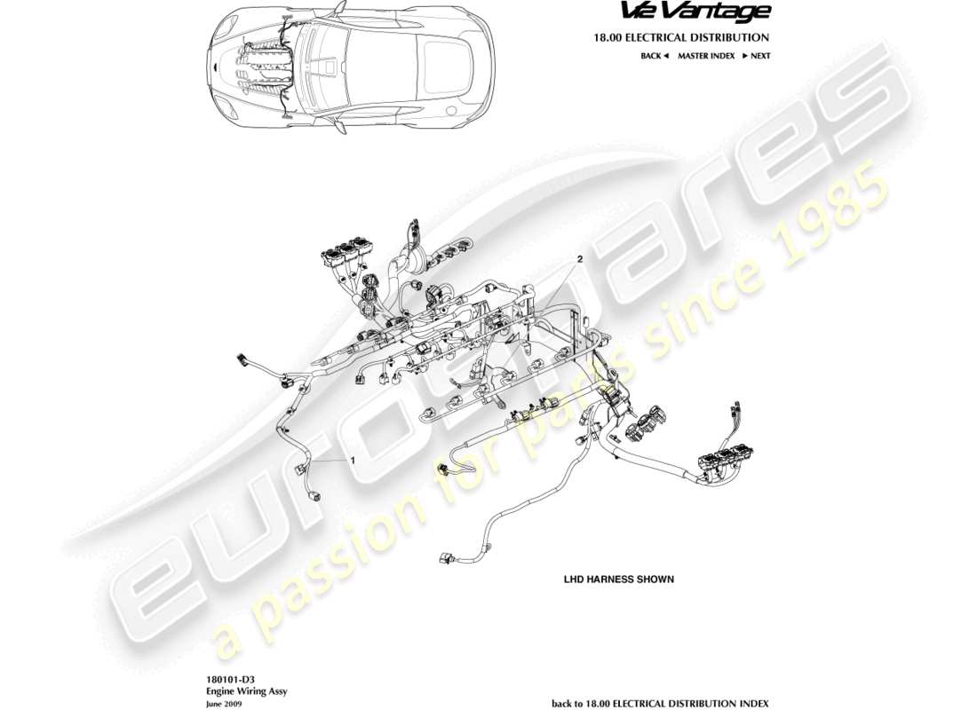 aston martin v12 vantage (2013) engine harness part diagram