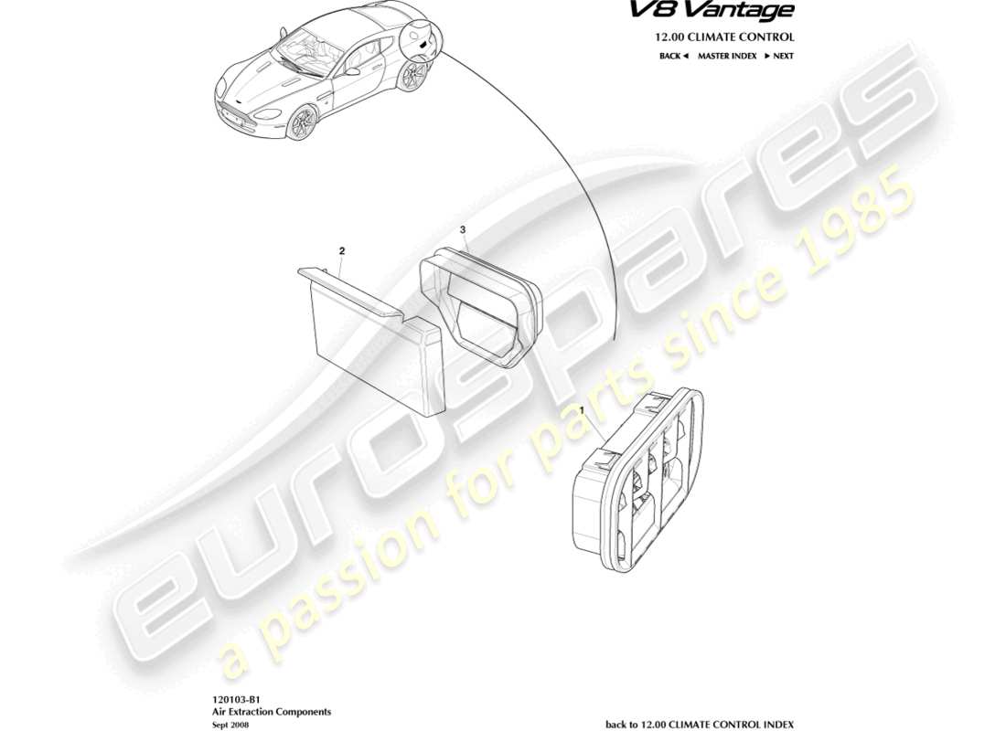 aston martin v8 vantage (2018) air extraction components part diagram