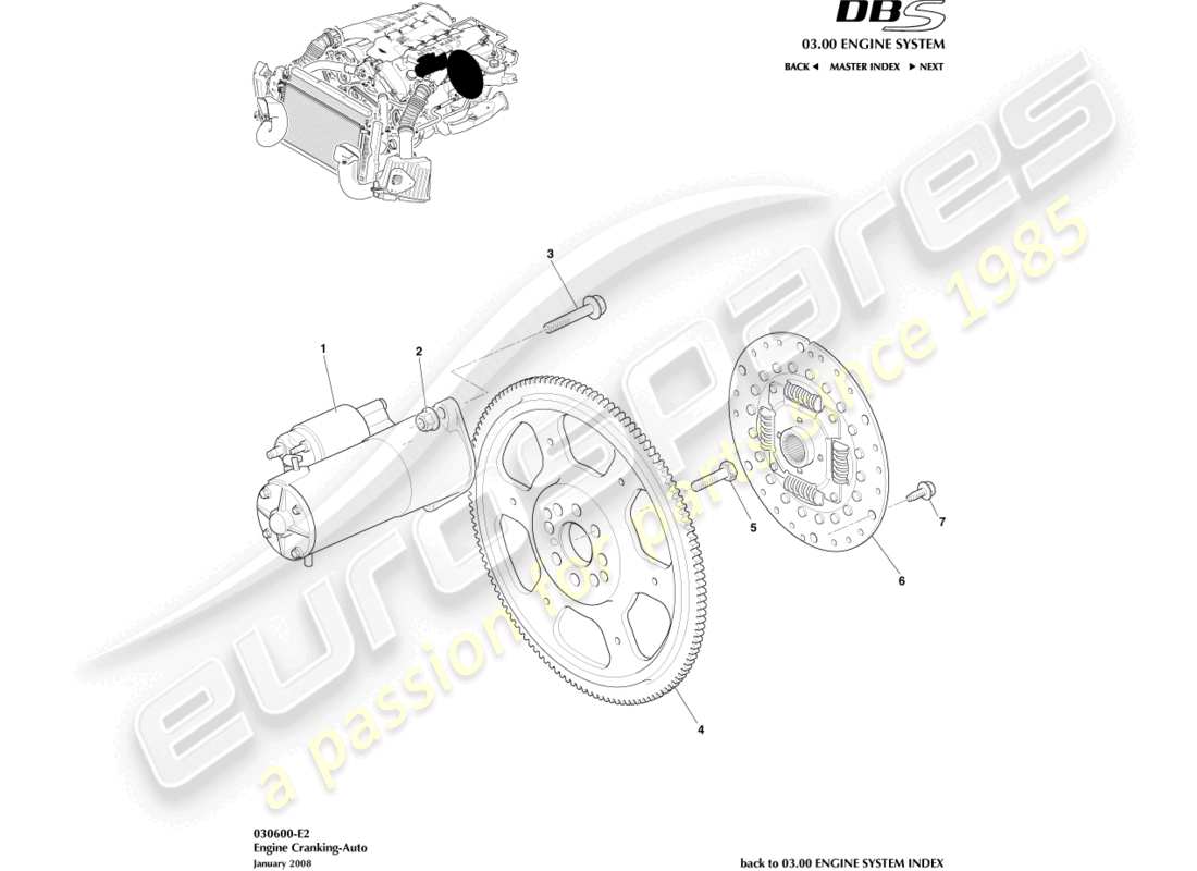 aston martin dbs (2010) starter motor, auto part diagram