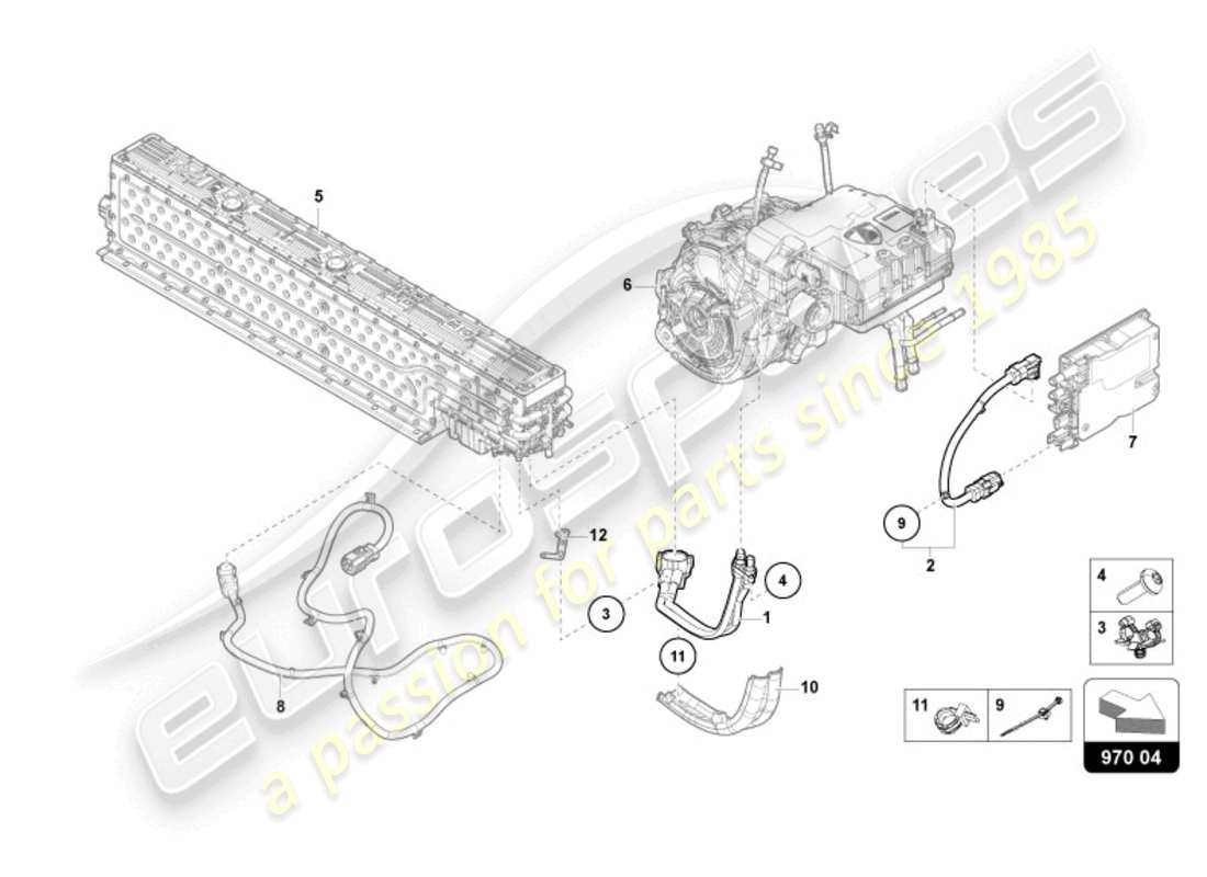 lamborghini revuelto coupe (2024) high-voltage wiring set for high-voltage battery and power electronics part diagram