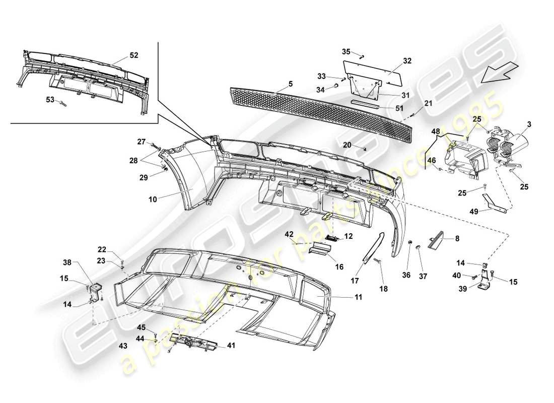 lamborghini lp550-2 spyder (2011) bumper rear parts diagram