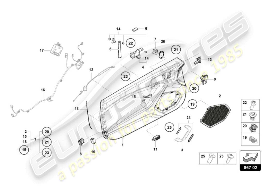 lamborghini 2024 (tecnica) door panel part diagram