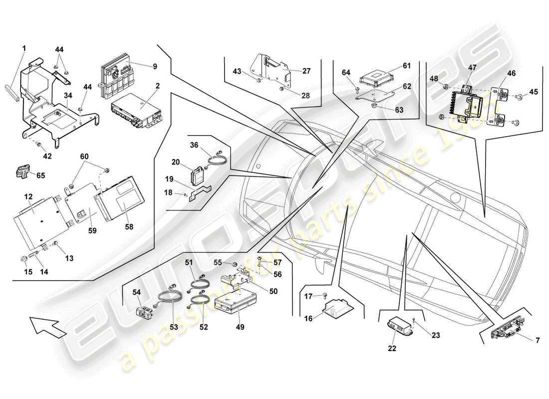 lamborghini lp570-4 sl (2012) central control unit for convenience system parts diagram