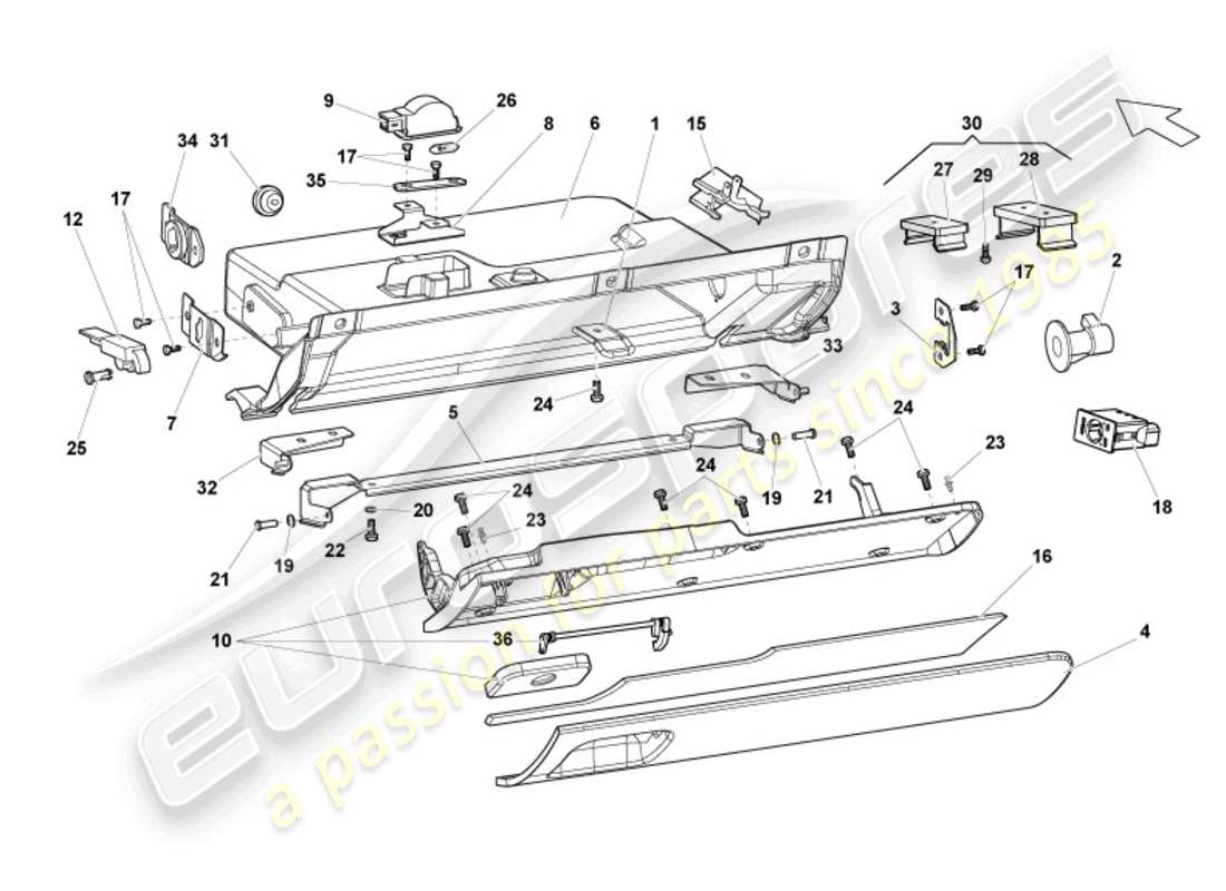 lamborghini lp570-4 spyder performante (2013) glove compartment part diagram