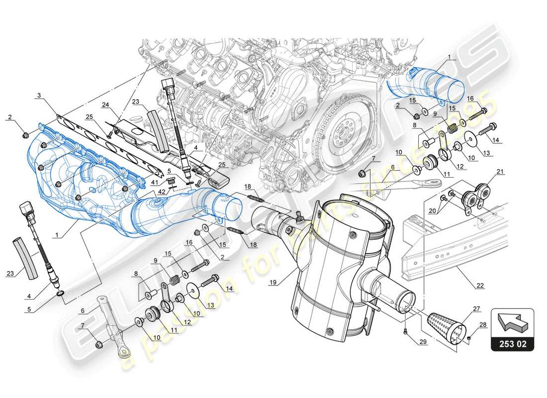 a part diagram from the lamborghini gt3 evo (2018) parts catalogue