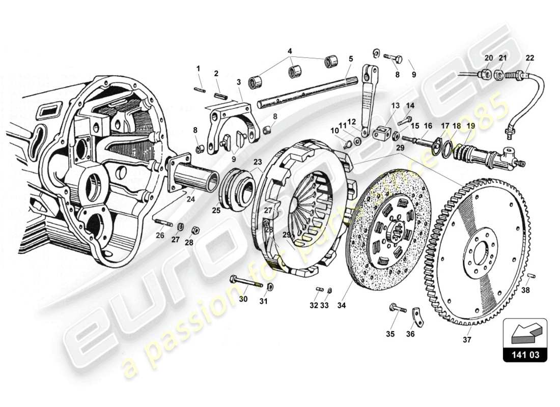 lamborghini countach 25th anniversary (1989) clutch part diagram