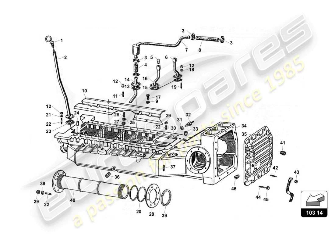 lamborghini countach 25th anniversary (1989) oil sump part diagram