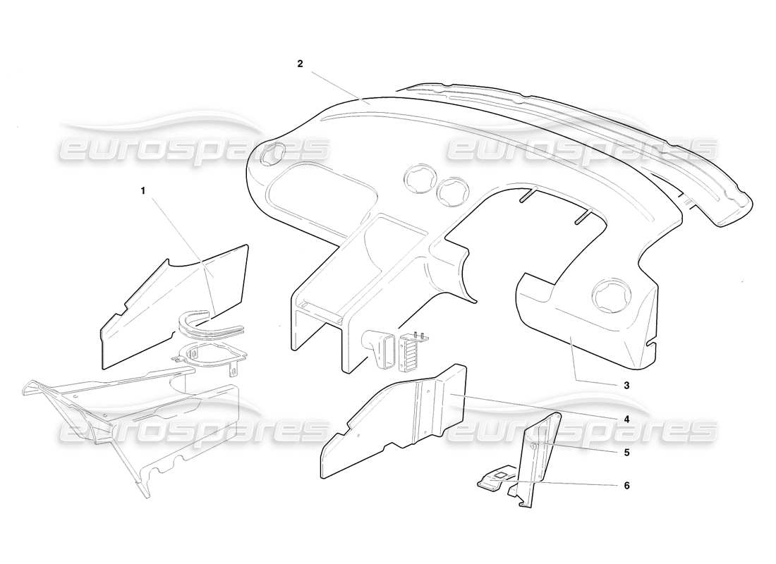 lamborghini diablo sv (1998) passenger compartment trims (valid for gb - november 1998) part diagram