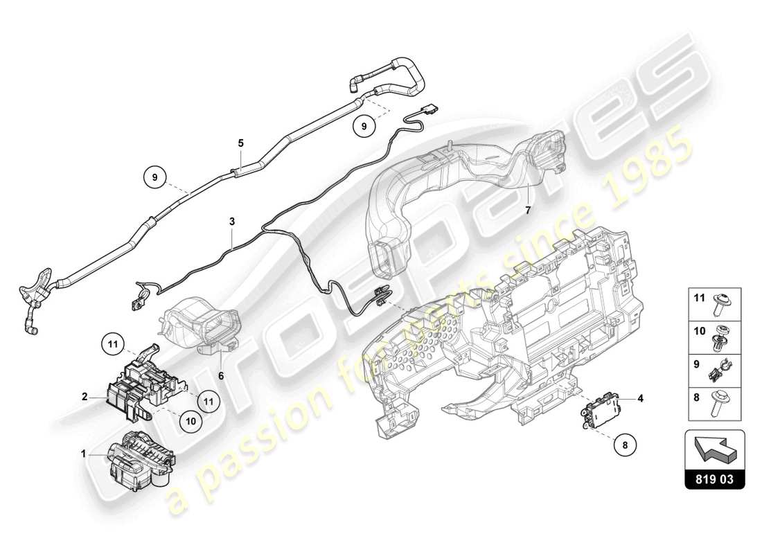 a part diagram from the Lamborghini Urus S (2024) parts catalogue