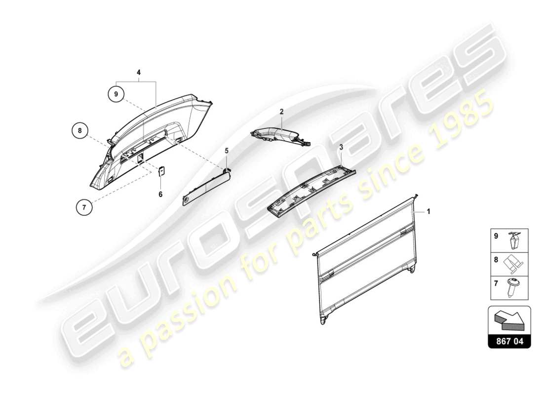 lamborghini urus (2019) rear lid trim panel part diagram