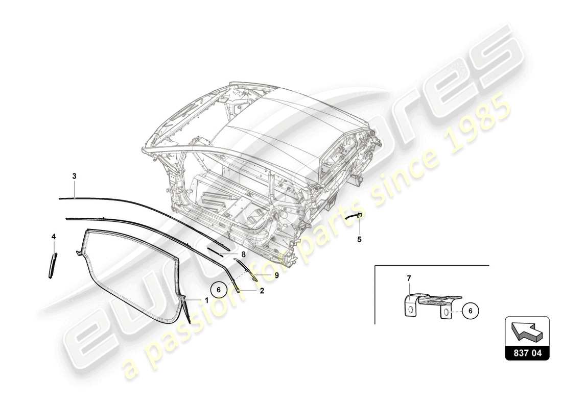 lamborghini 2018 (super trofeo evo) door seal part diagram