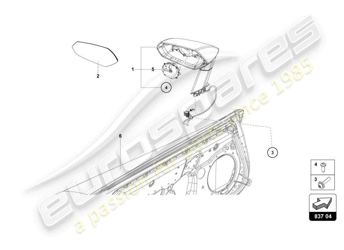 lamborghini 2022 (lp770-4 svj roadster) exterior mirror parts diagram
