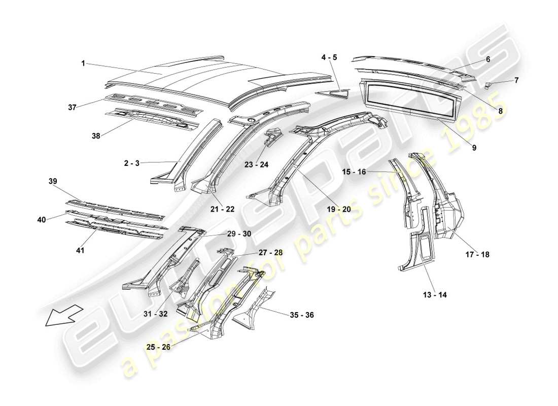 lamborghini reventon roadster roof parts diagram