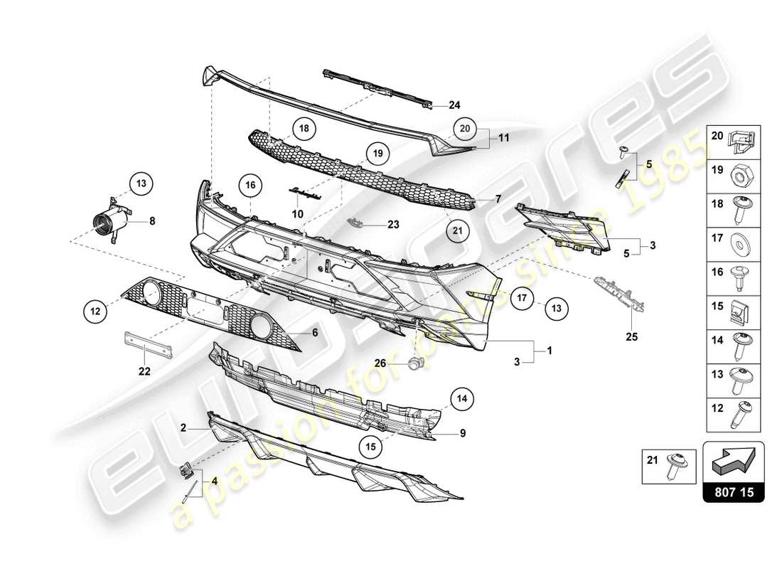 lamborghini 2022 (evo spyder 2wd) bumper rear part diagram