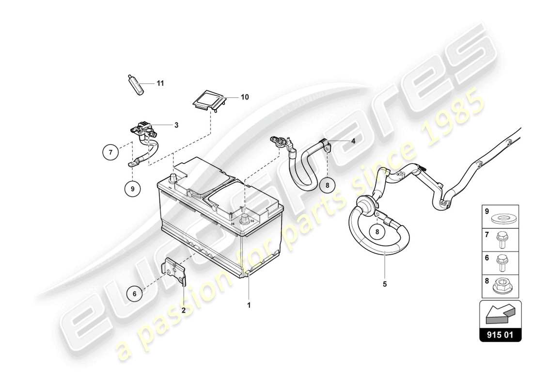 lamborghini 2022 (evo spyder) battery part diagram